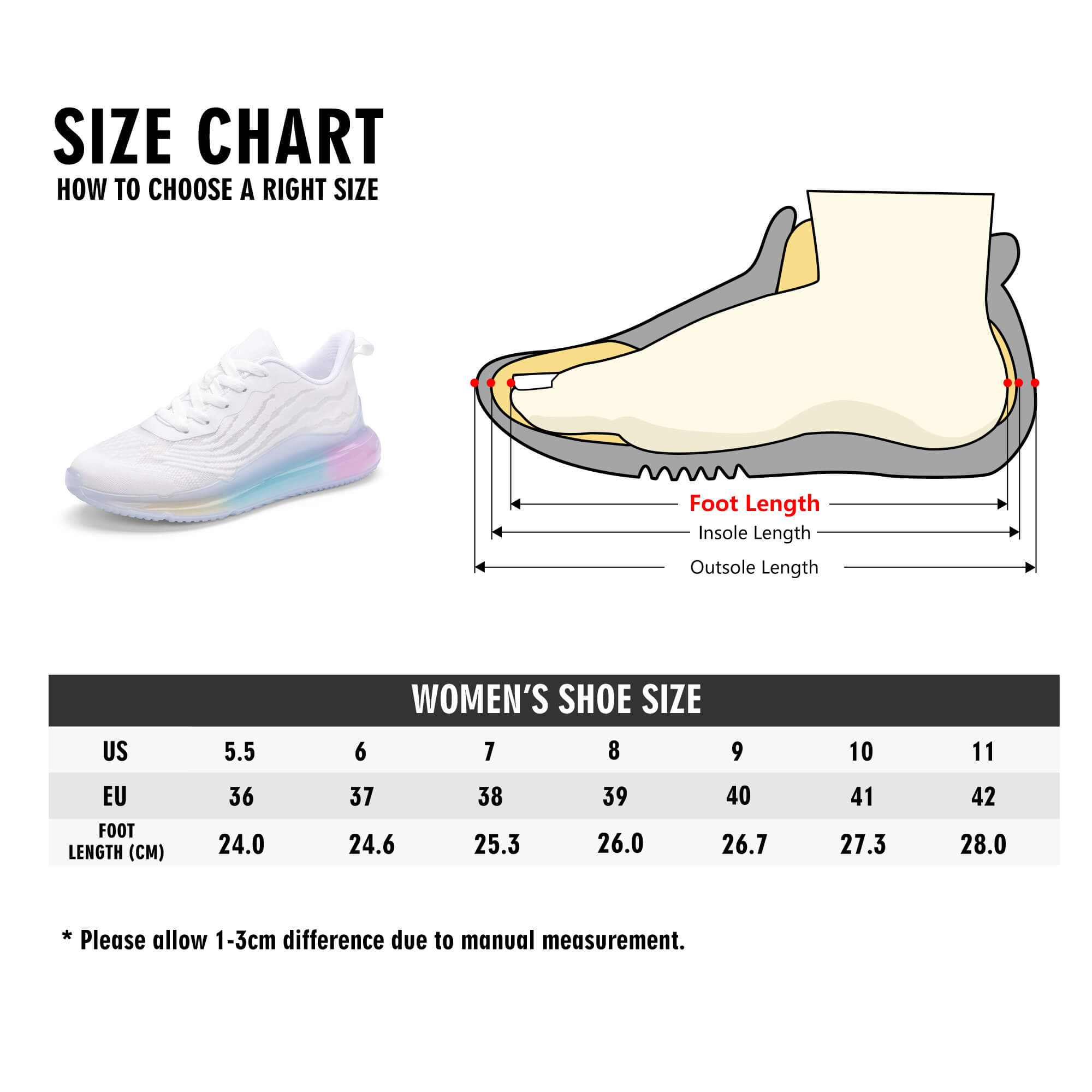 Womens Rainbow Atmospheric Cushion Running Shoes popcustoms