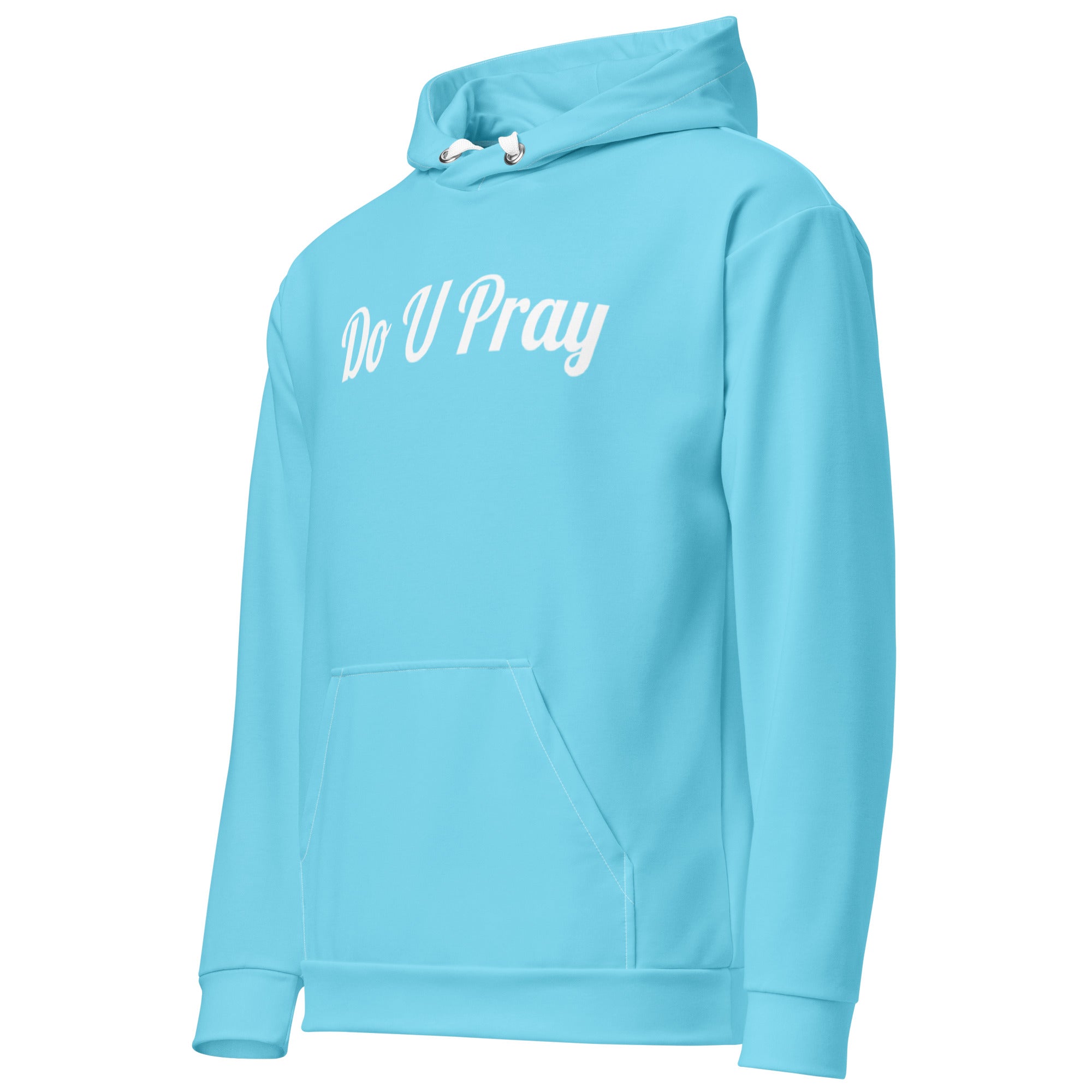 DoUPray Powder Blue Hoodie – Unisex relaxed fit hoodie with brushed fleece interior and vibrant powder blue design.