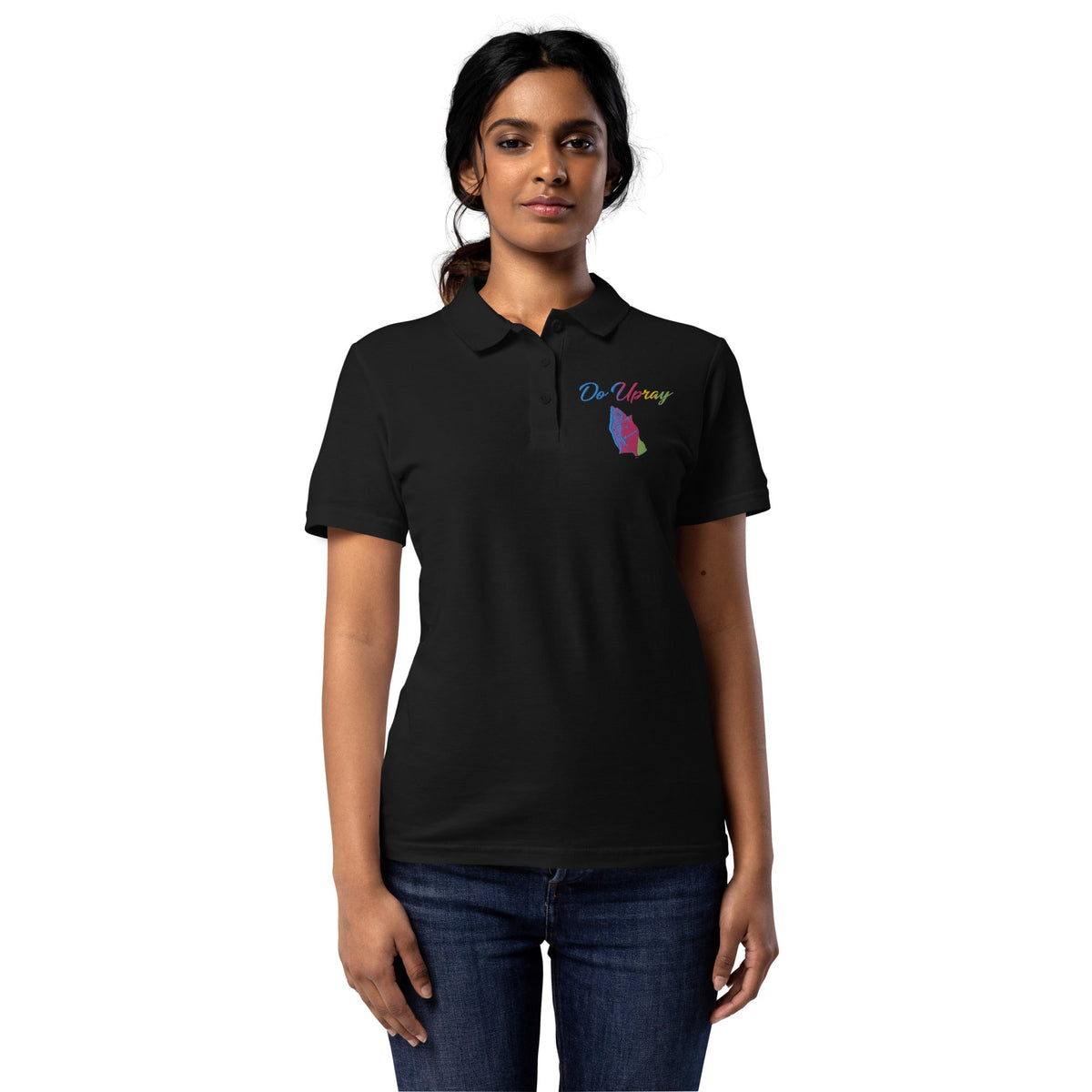 Women’s rainbow pique polo shirt Do U Pray