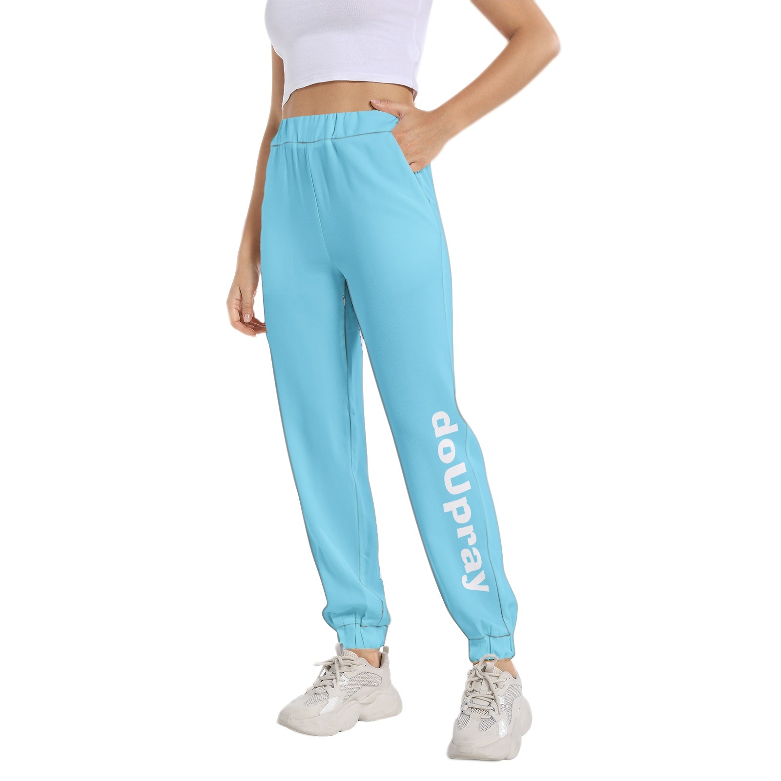 doUpray Elastic Waist Tapered Sweatpant Printy6