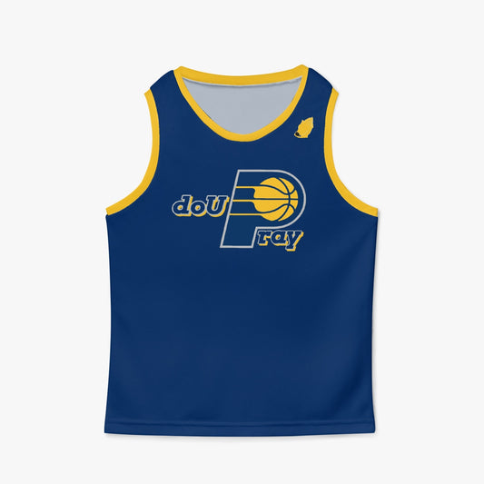 Bright and bold Kids DoUPray Basketball Jersey – empowering young players on and off the court!