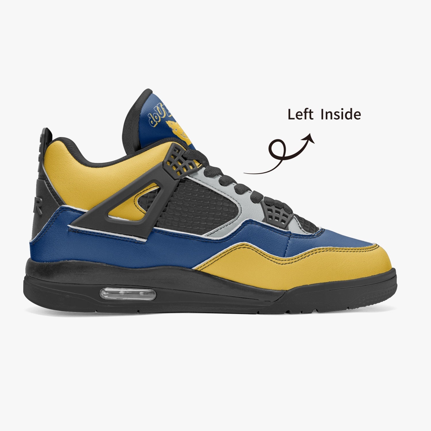 Step up your style with the Air Pray Blue/Gold Black Sneakers – bold design, ultimate comfort. Own your stride!