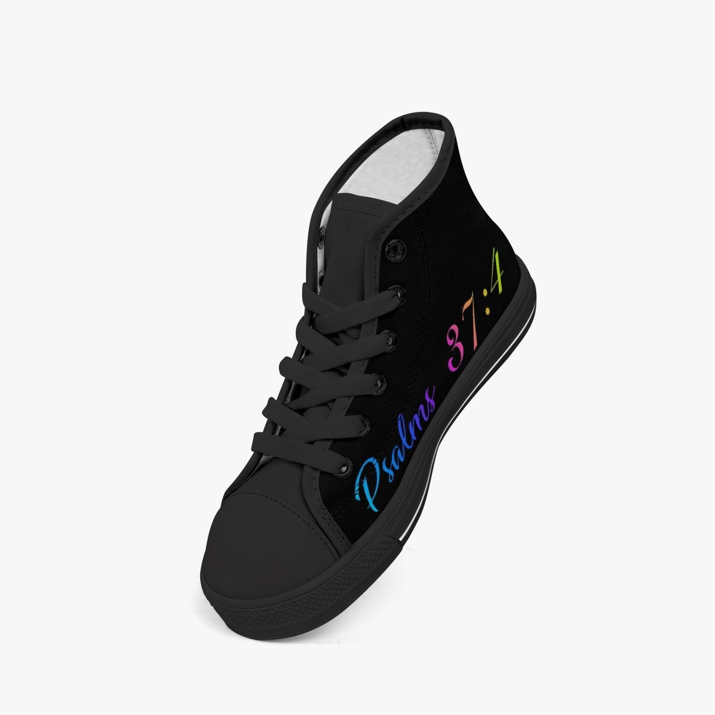 DoUPray Rainbow Kid’s High-Top Canvas Shoes-Black Do U Pray