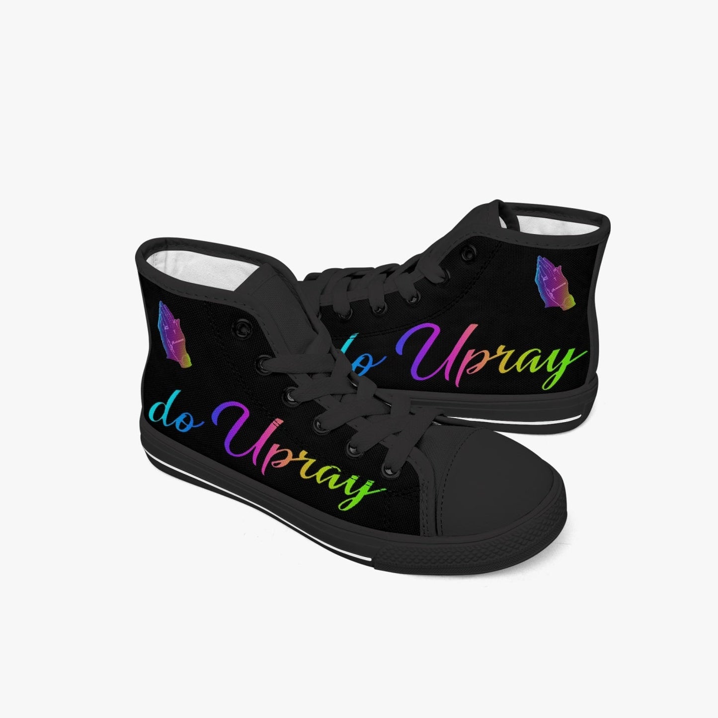 DoUPray Rainbow Kid’s High-Top Canvas Shoes-Black Do U Pray