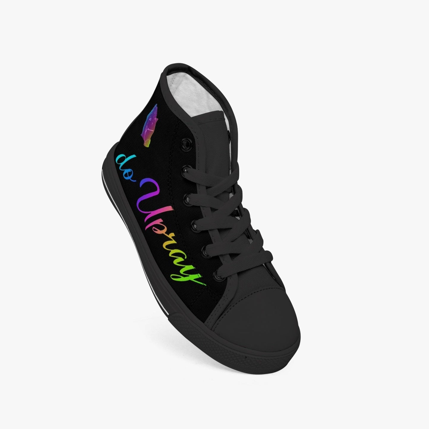 DoUPray Rainbow Kid’s High-Top Canvas Shoes-Black Do U Pray