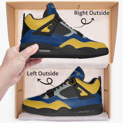 Step up your style with the Air Pray Blue/Gold Black Sneakers – bold design, ultimate comfort. Own your stride!