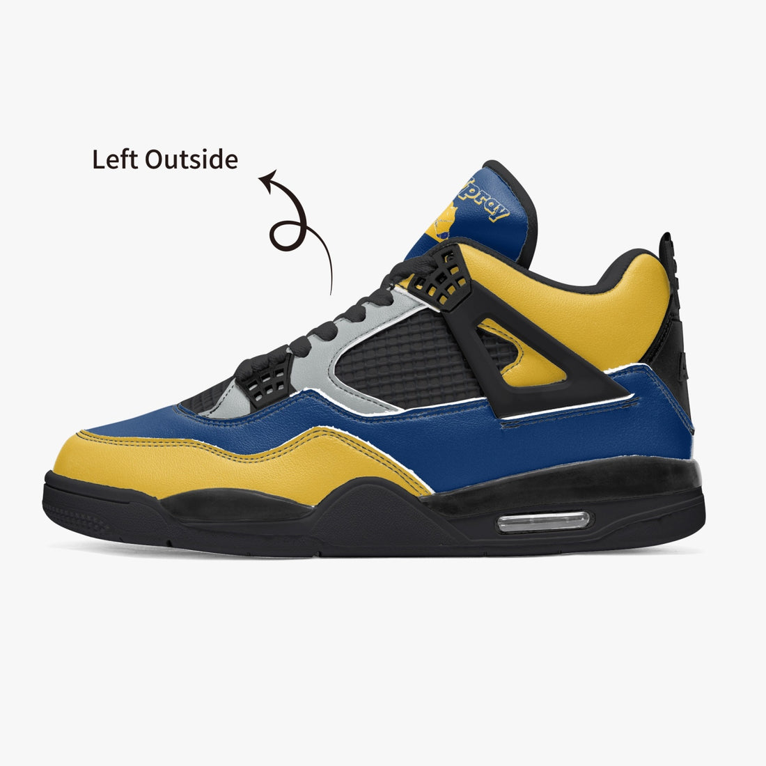 Step up your style with the Air Pray Blue/Gold Black Sneakers – bold design, ultimate comfort. Own your stride!