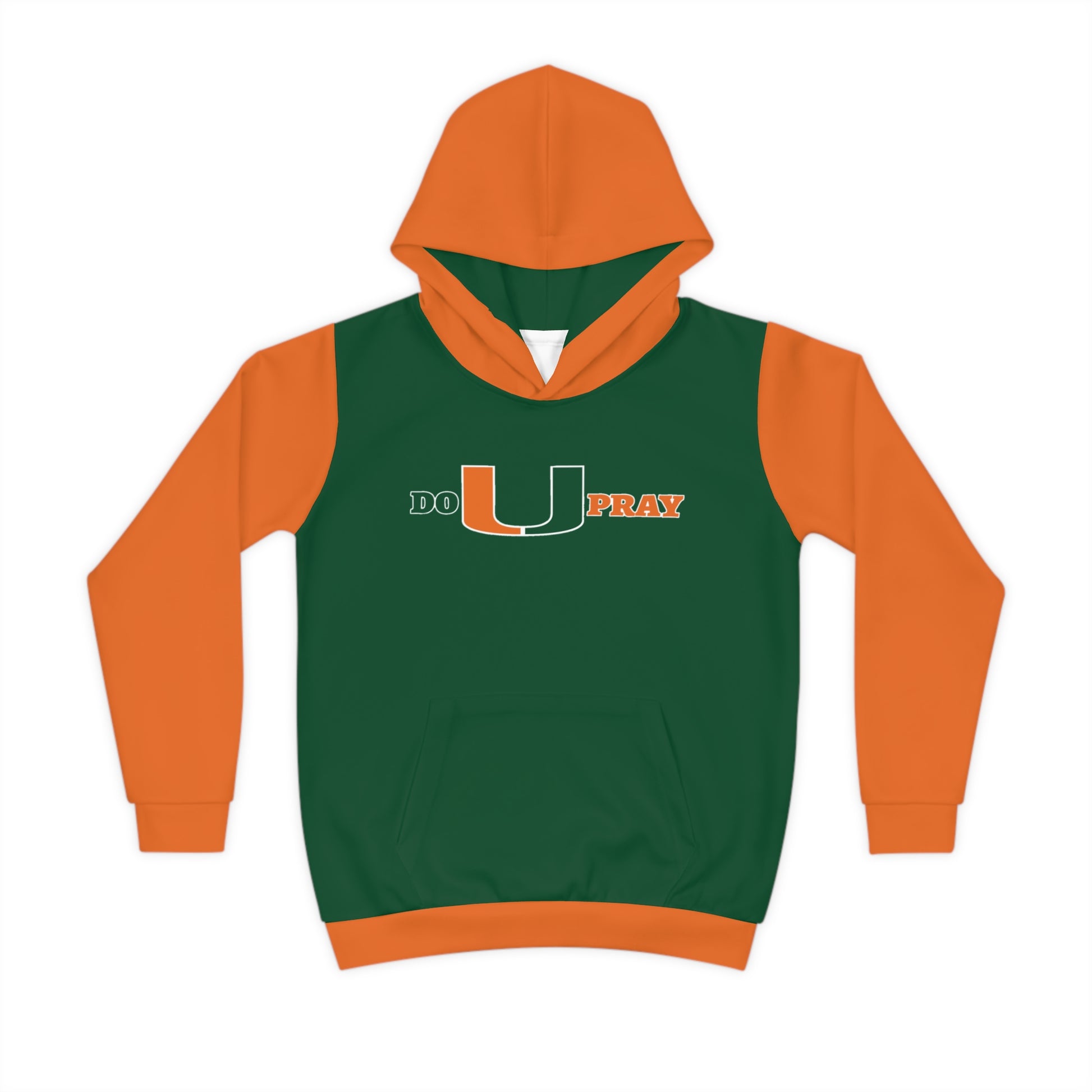 DoUPray Miami Children's Hoodie (AOP) – Vibrant all-over Miami-inspired print hoodie made from recycled materials.