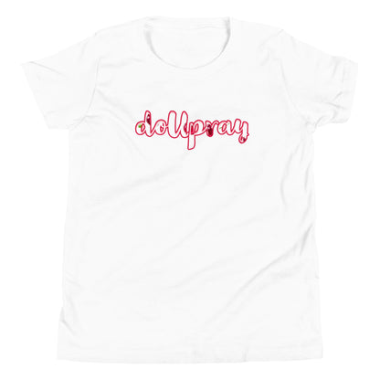 doUpray Cherry Youth Short Sleeve T-Shirt – Vibrant cherry-red faith-based tee featuring the "Do U Pray" message, perfect for young believers.