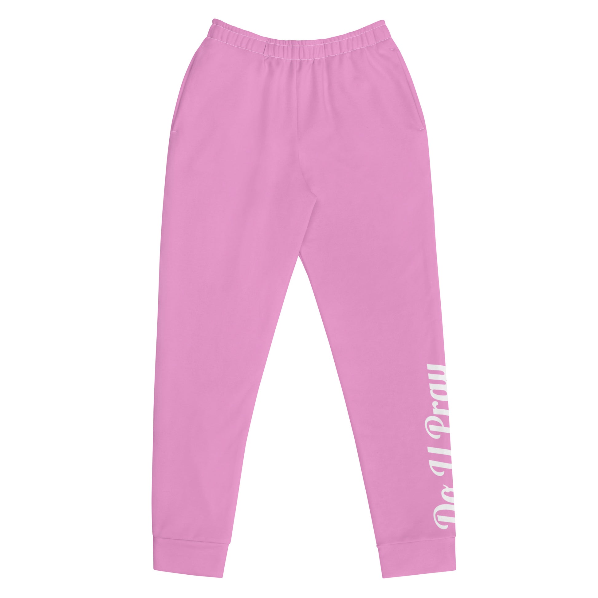 DoUPray Pink Joggers – Soft, stylish joggers featuring a subtle "Do U Pray" design, part of the Believe Church Collection.