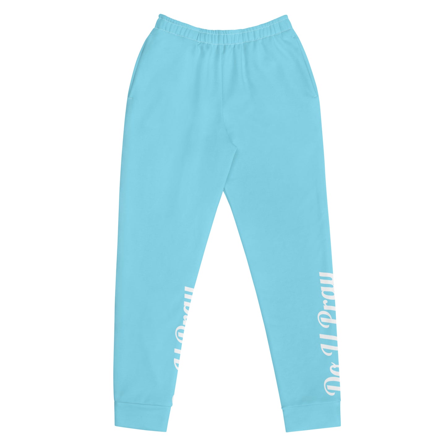 DoUPray Powder Blue Joggers – Soft, stylish joggers featuring a subtle "Do U Pray" design, part of the Believe Church Collection.
