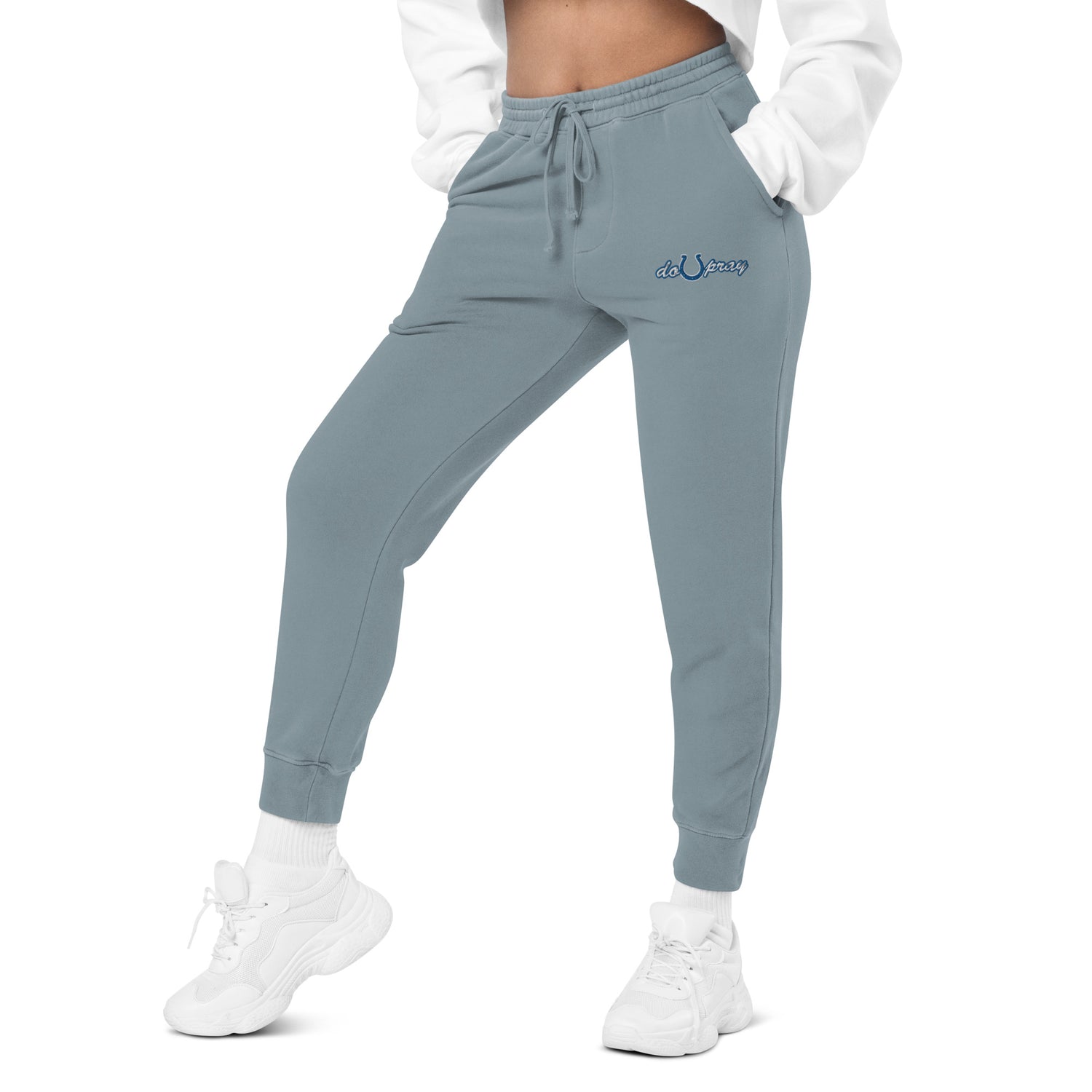 Unisex Pigment-Dyed Sweatpants – Soft, vintage-washed sweatpants featuring a relaxed fit and deep pockets, part of the Believe Church Collection.