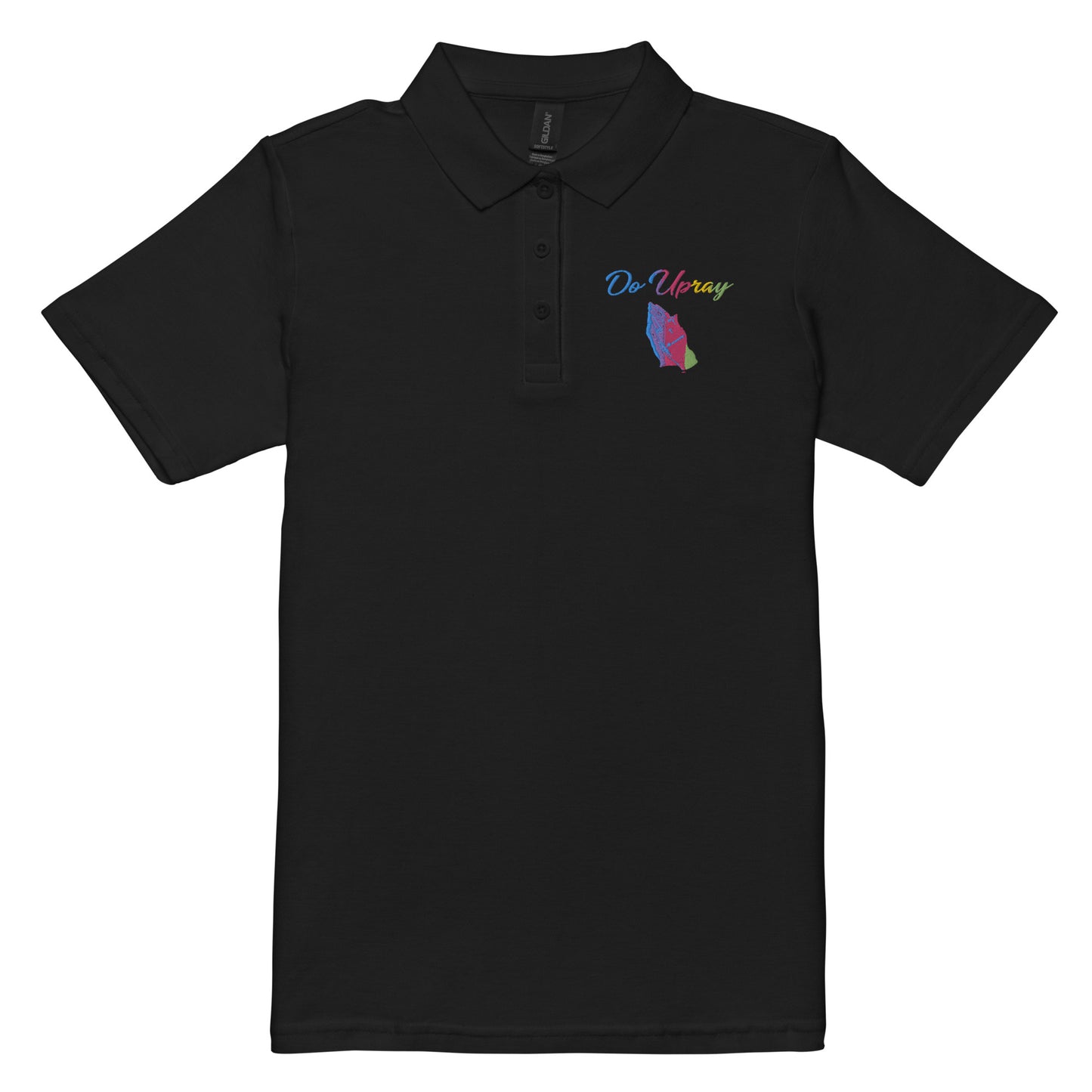 Women’s Rainbow Pique Polo Shirt – Soft, breathable ringspun cotton polo with a semi-fitted cut and dyed-to-match buttons for a stylish finish.