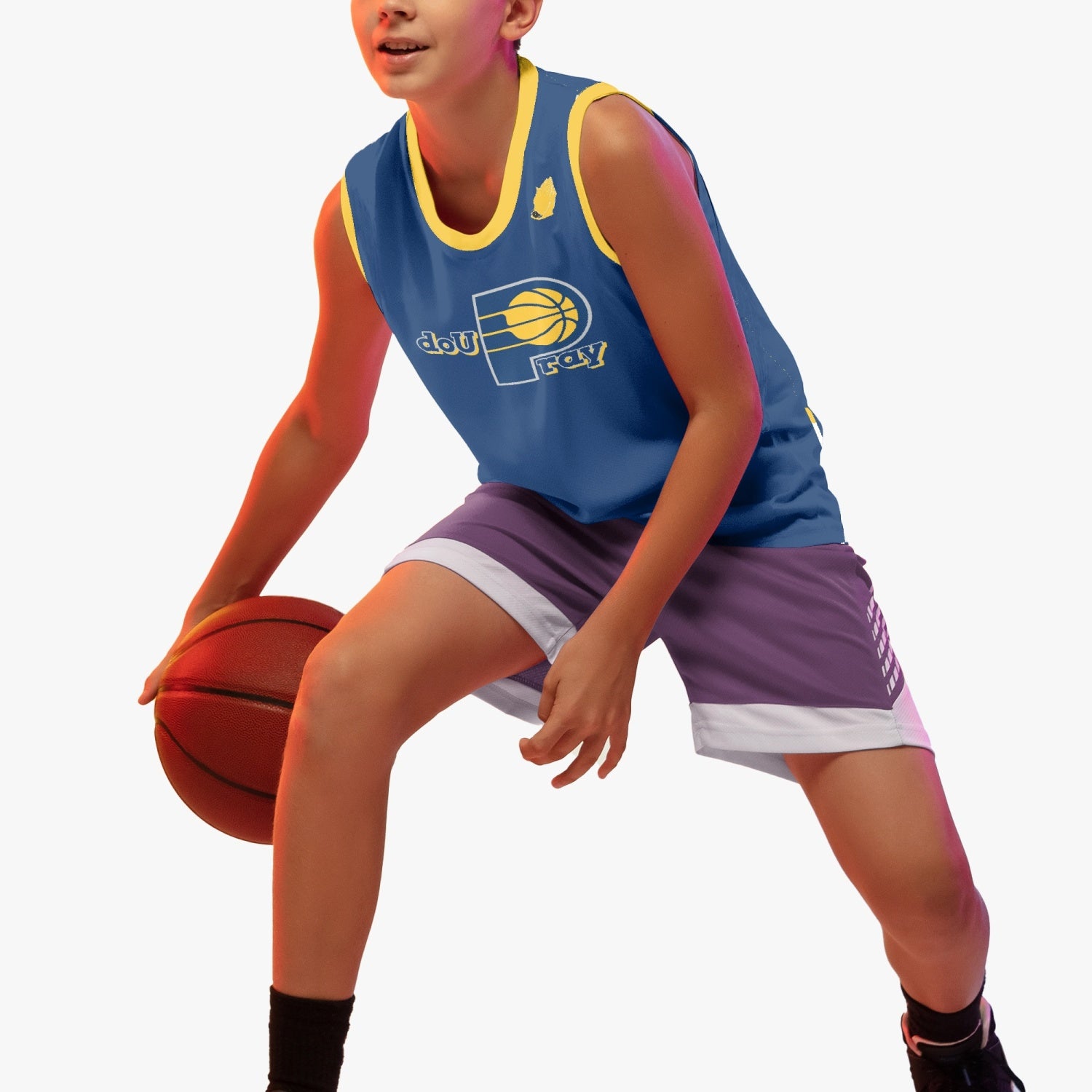 Bright and bold Kids DoUPray Basketball Jersey – empowering young players on and off the court!