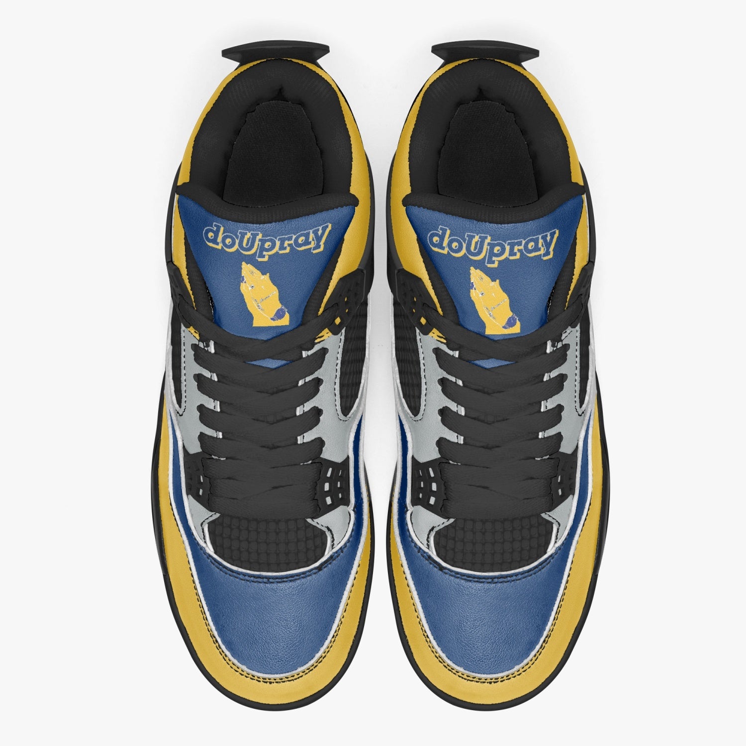 Step up your style with the Air Pray Blue/Gold Black Sneakers – bold design, ultimate comfort. Own your stride!
