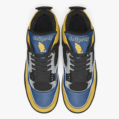 Step up your style with the Air Pray Blue/Gold Black Sneakers – bold design, ultimate comfort. Own your stride!