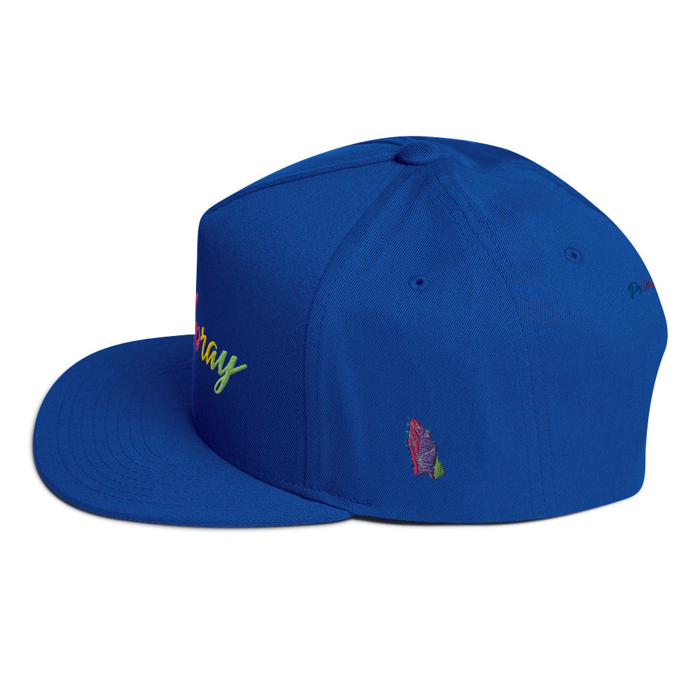 Rainbow Flat Bill Cap Do U Pray