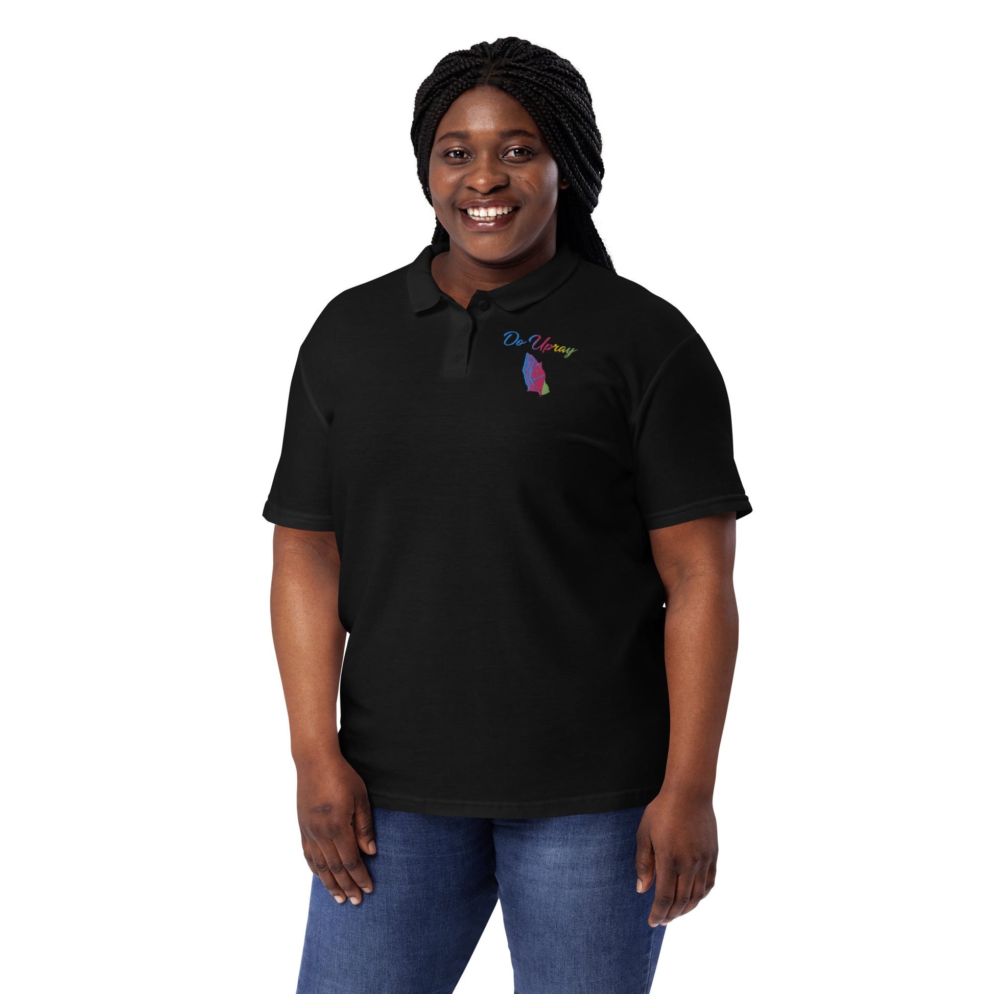 Women’s rainbow pique polo shirt Do U Pray